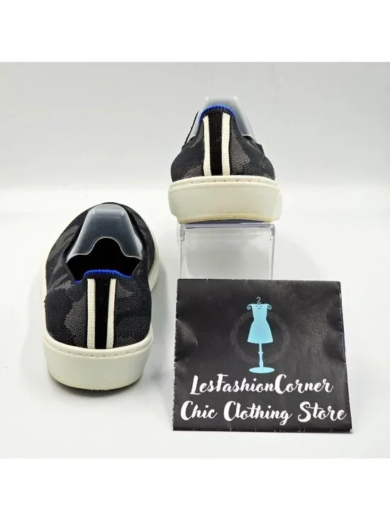 Rothy's Women's The Original Black & Gray Camo Fabric Slip On Sneakers Sz 6 2227 - Picture 7 of 16